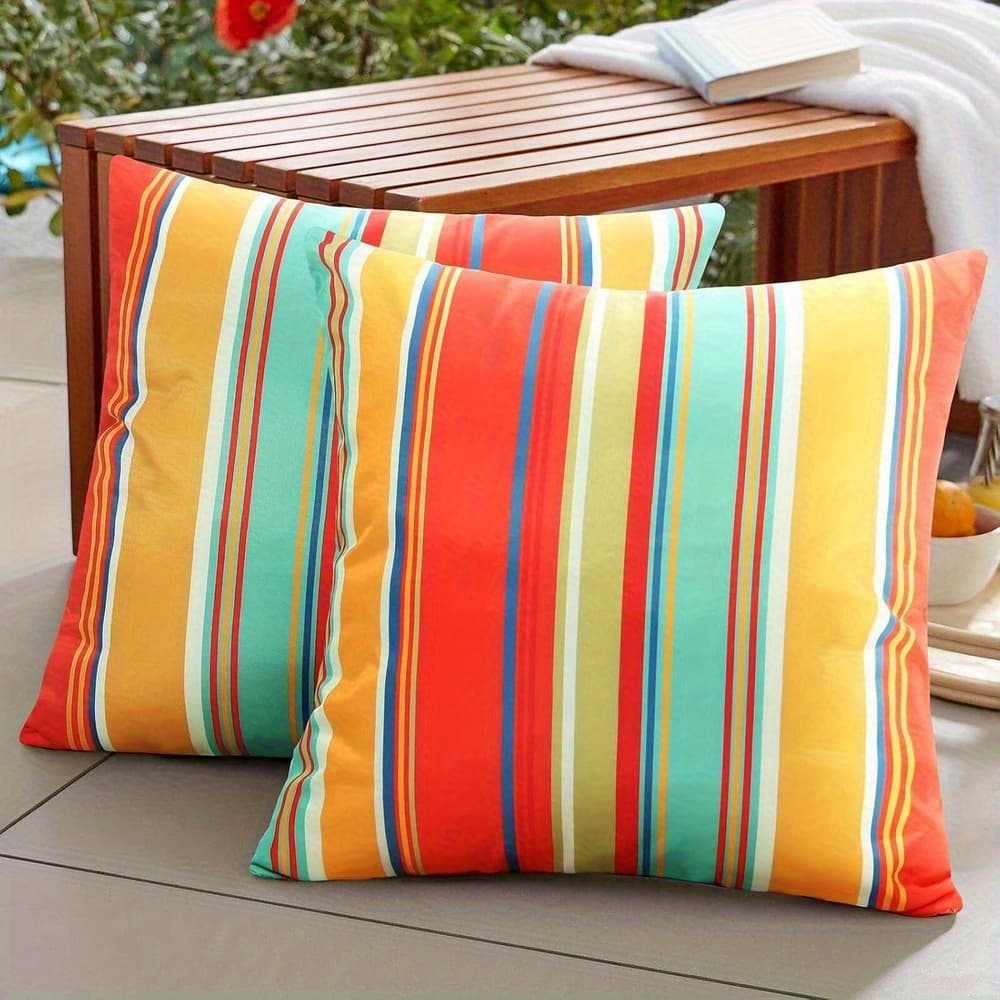 TEMU Outdoor Throw Pillow Covers 18x18 Decorative Square Pillow Covers Set Of 2 For Patio Furniture Tent Garden, (red)