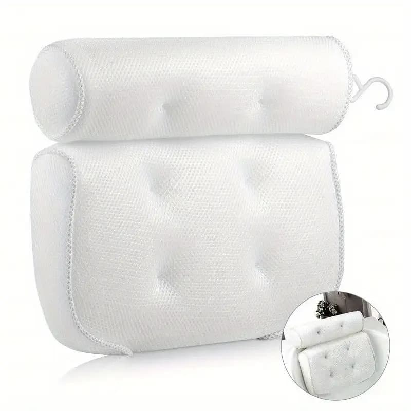 TEMU Bathtub Anti-slip Pillow, Spa Bath Pillow With Anti-slip Suction Cups, Neck And Back Support, Bathroom Additions, Bathtub/bathroom Supplies
