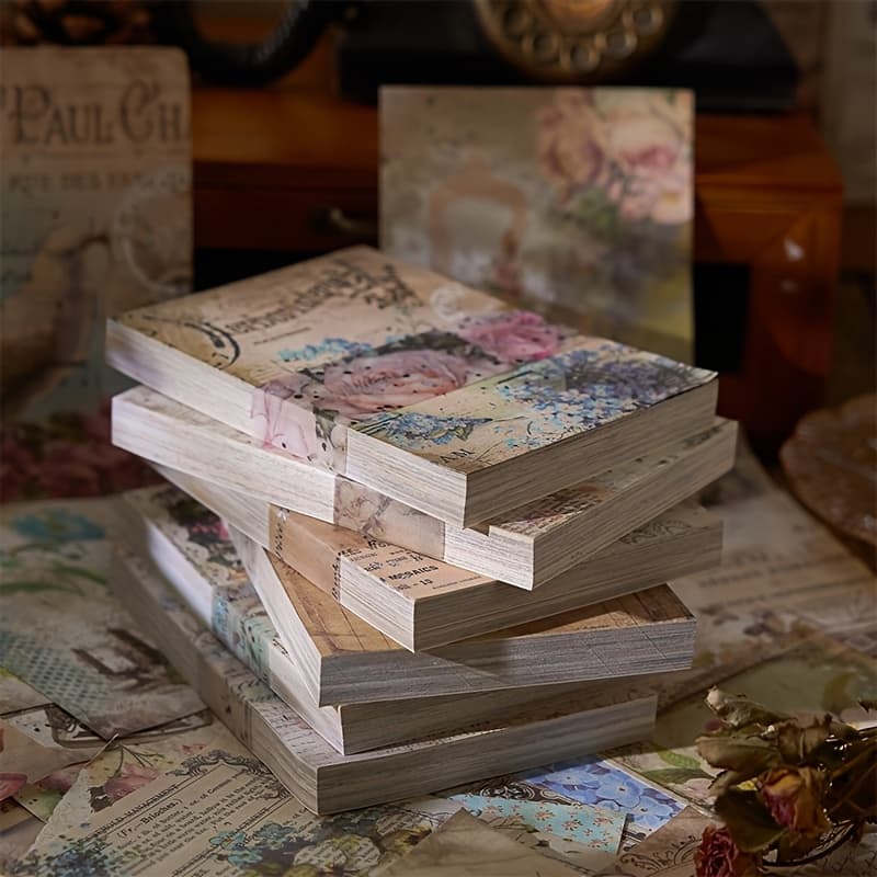 TEMU 500 Sheets Romantic Flower Decorative Papers For Scrapbooking, Vintage Decoupage Paper Junk Journal Supplies For Diary Room Decor Wall Art Collage