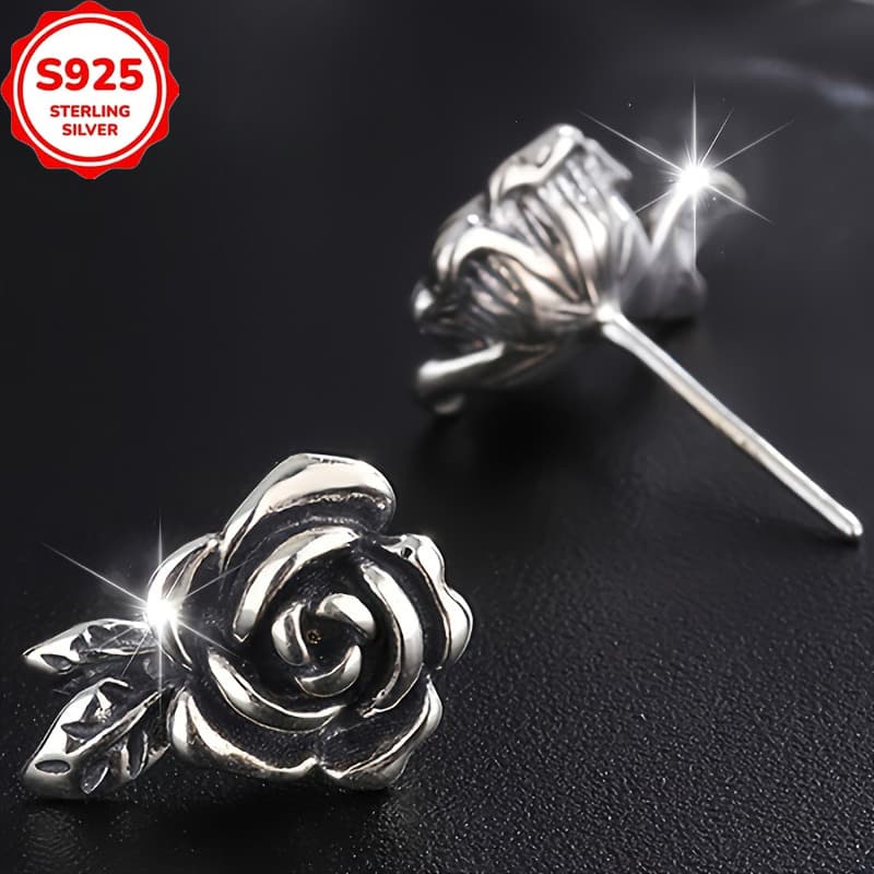 TEMU A Pair Of 925 Sterling Silver Earrings, 2.74 Grams, Non Allergic Gothic Style, Suitable For Halloween Parties, Women's Fashion Jewelry