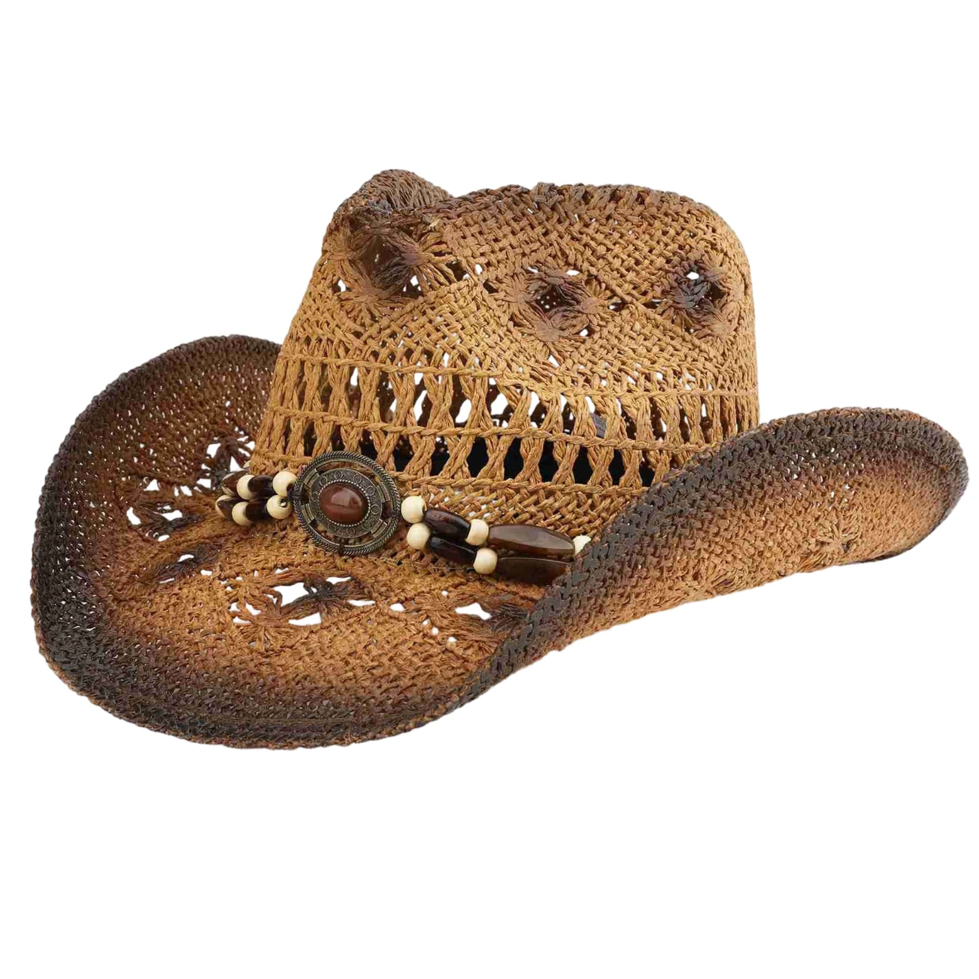 TEMU New Hot-selling Unisex Hollow Straw Cowboy Hat, Stylish Wide-brimmed And Upturned Sun Hat, Casual Western-style Hat, Suitable For , Outdoor Activities And Parties.