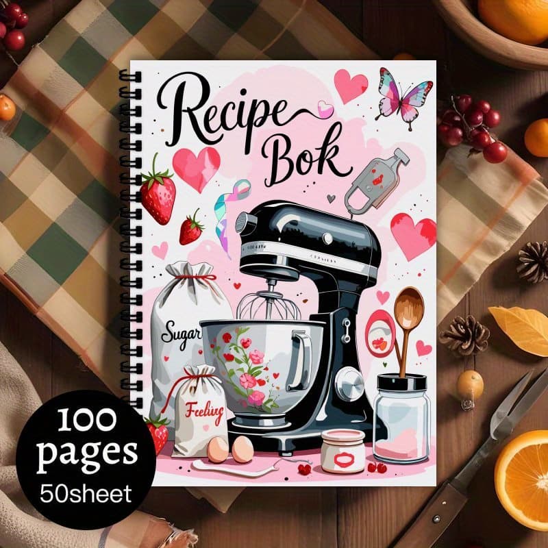 TEMU 1pc Aesthetic Recipe Spiral Notebook Log, Family Recipe Book, Perfect For Cooking Enthusiasts, Meal Planner
