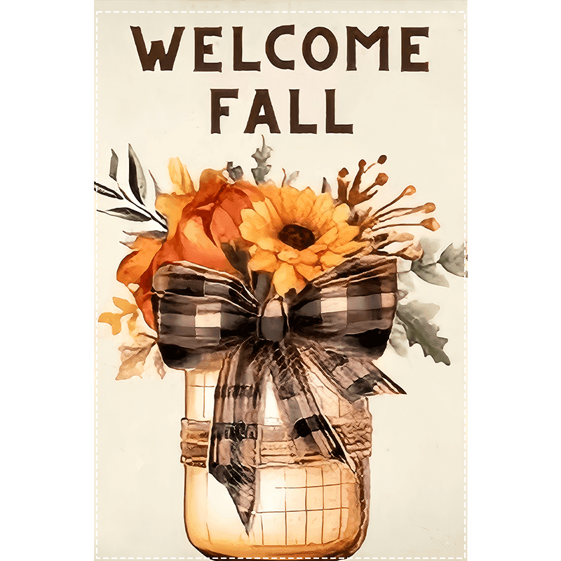 TEMU Autumn Garden Banner With Sunflowers & Flower Bouquet - Double-sided 12x18 Inch Polyester Flag For , Thanksgiving Day, Outdoor Decor - Vibrant Fall-themed Design, Outdoor Decorations For Yard