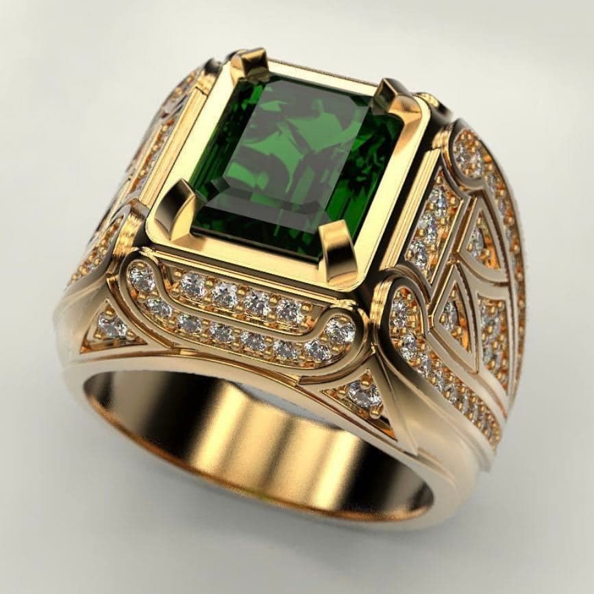 TEMU Luxurious Vintage For Women With Green Synthetic Gemstonestone & Accents - Elegant Copper Statement Jewelry For Parties, Ideal Holiday Gift For Her, , For Women