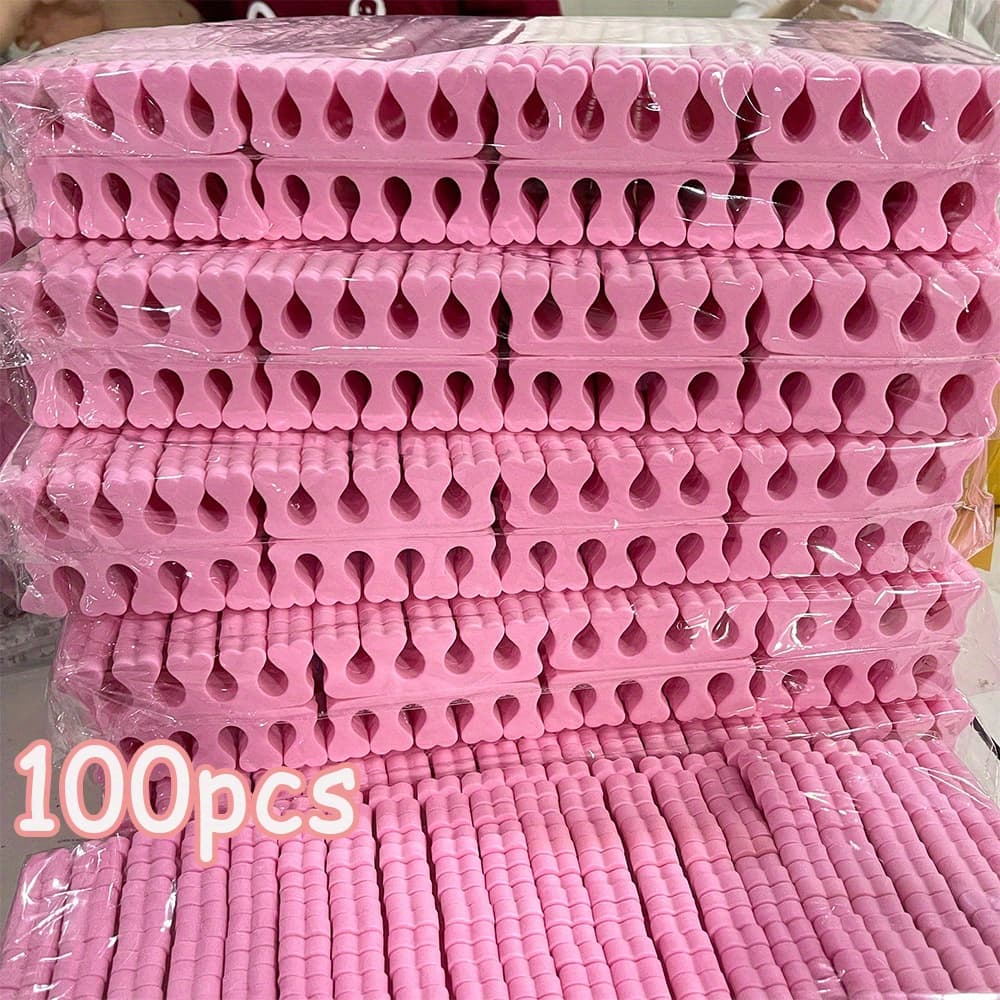 TEMU 100pcs Sponge Finger Toe Separators Nail Polish Feet Care Toe Separators Manicure Practice Foot Braces Nail Tool