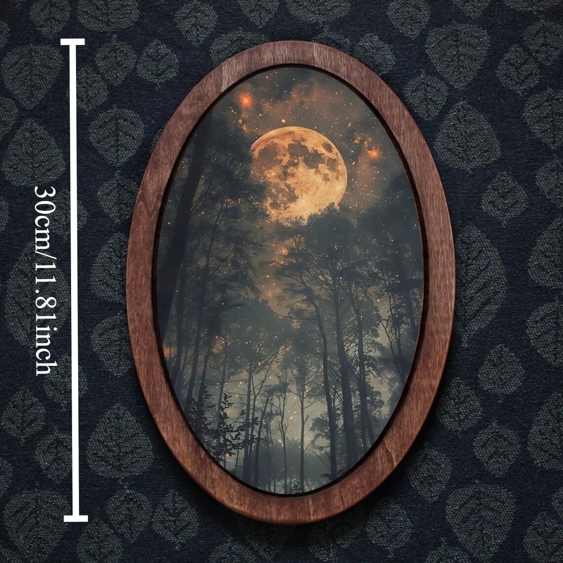 TEMU Painting | 30cm Oval Wooden Decor Plaque, Vintage Art, Gothic Aesthetic For Bedroom And Living Room, Multipurpose Farmhouse Style Wall Decor