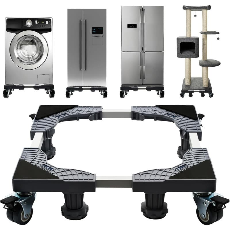 TEMU Fridge Stand Mobile Base With 4 Locking Wheels 4 , Adjustable Furniture Dolly For Washer Dryer Washing Machine Stand Pedestal, Refrigerator