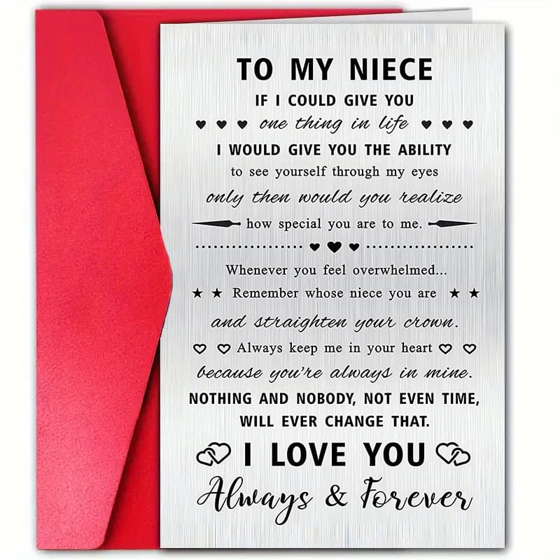 TEMU 1 Warm Birthday Card For Niece, Romantic Paper Card With Envelope, Birthday Wishes And Aunt, Perfect For Birthday Parties And Greetings