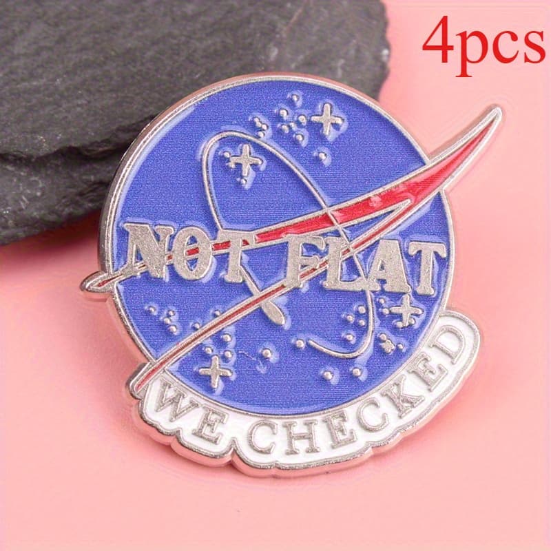 TEMU 4pcs Debunker Enamel Pin - Retro '' With Tilted Red And , Geek Jewelry For Astronomy Fans