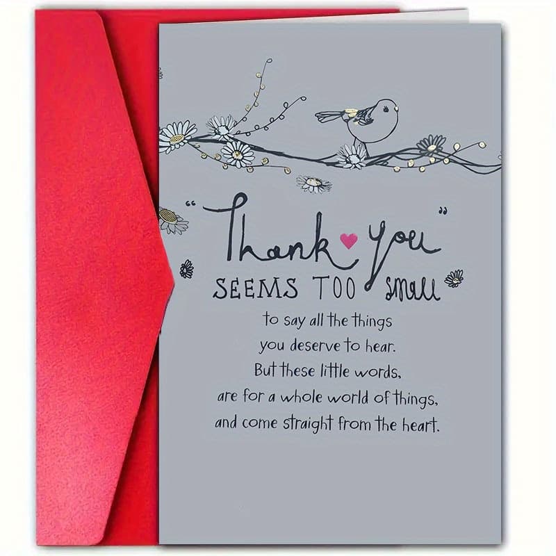 TEMU 1pc, Thank You Card , Thank You Too Small, Envelope For Saying All Things (4.72in X 7.09in), Suitable For Thank You, Birthday, Christmas, New Year, Holiday, , , Family , Creative Thank You Card