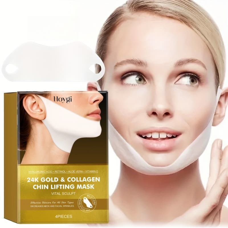 TEMU Collagen Facial Lifting Mask | Collagen Facial Mask, Chin Lifting Strap, Neck Lifting Patch, Suitable For Day And Night Use, Moisturizing And Firming, Beige, Unisex,