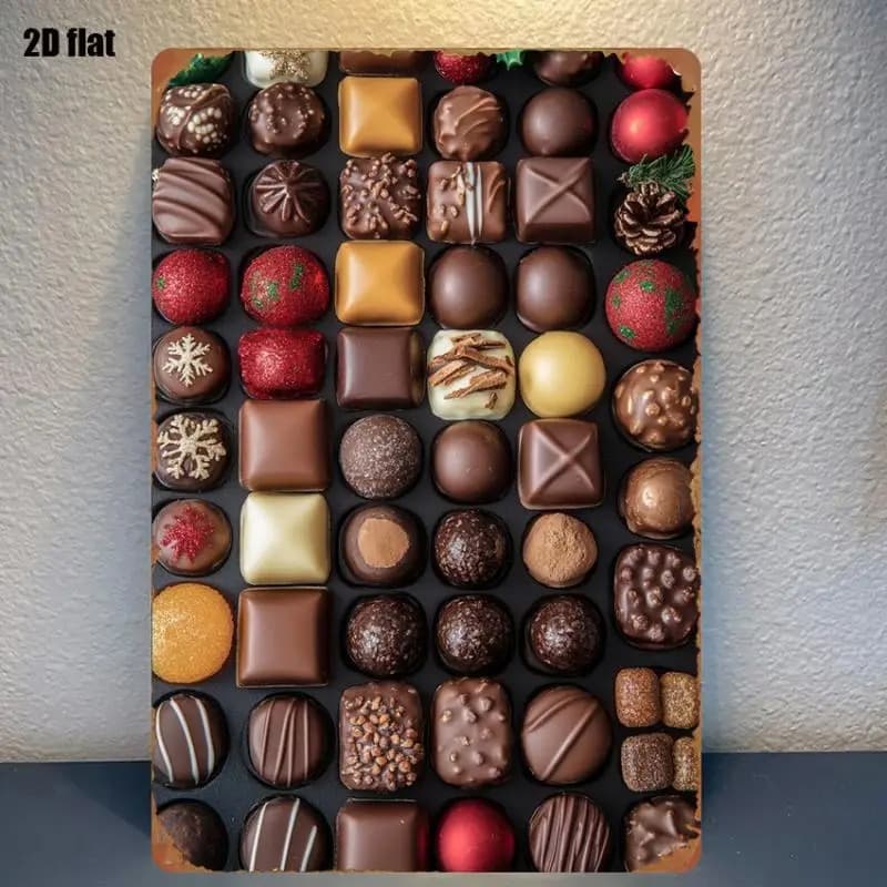 TEMU 2d Flat - 2d Retro Christmas Iron Wall Sign, Chocolate Theme And Classic Characters, With Interesting Metal Signage, Featuring Colorful Inspirational Quotes Decorative Signs& Plaques