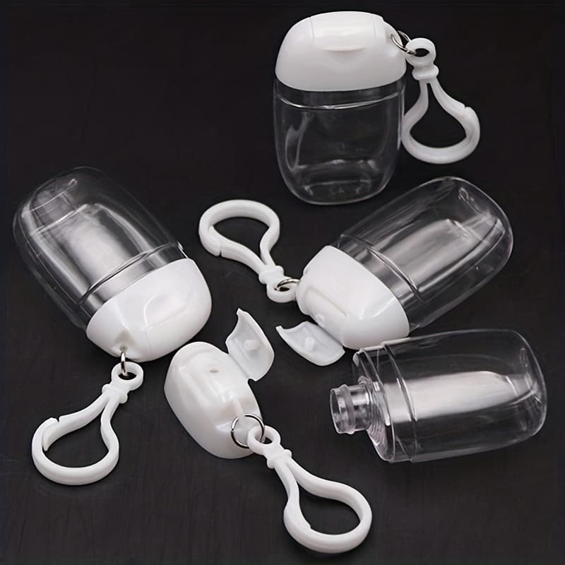 TEMU Set Of 10 Clear, Empty Hand Sanitizer Bottles With Hooks - 1oz/30ml, Featuring A Portable , Reusable Travel Containers Ideal For Liquids, Lotions