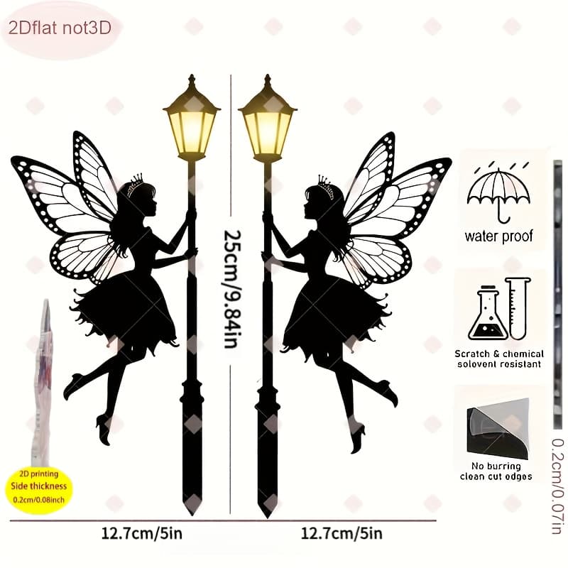 TEMU 2d Flat - 【2d Flat】 2d Flat - [2d Flat] 2d Flat Printing, Garden Acrylic Decoration, Of Girls Under Outdoor Street Lamps, Outdoor Decoration, Garden Art, , For Electricity, Ground Installation