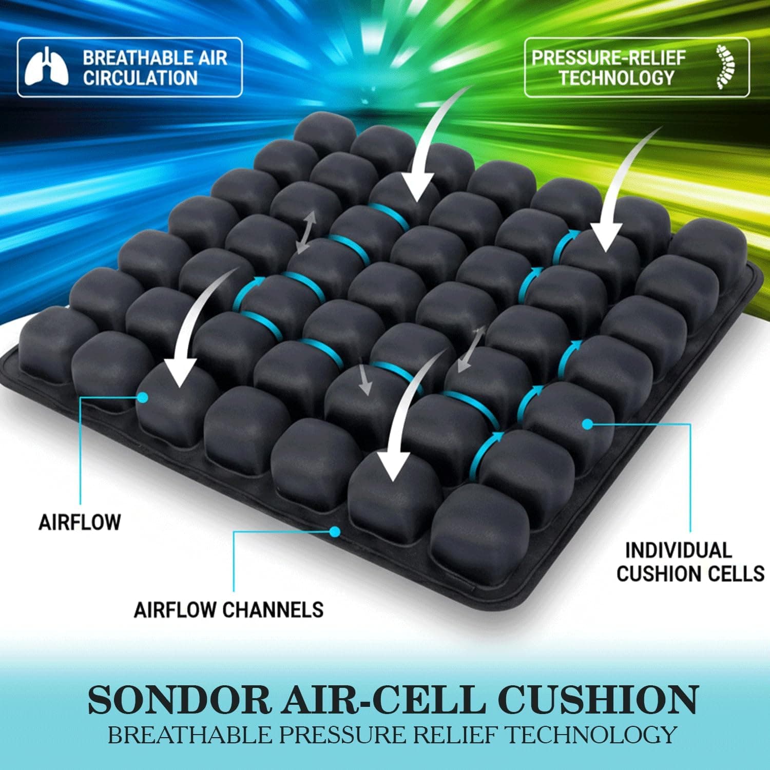 TEMU Inflatable Seat Cushion With Press-type Design, Featuring 49 Cells, Ideal For Pressure During Office Use And Travel