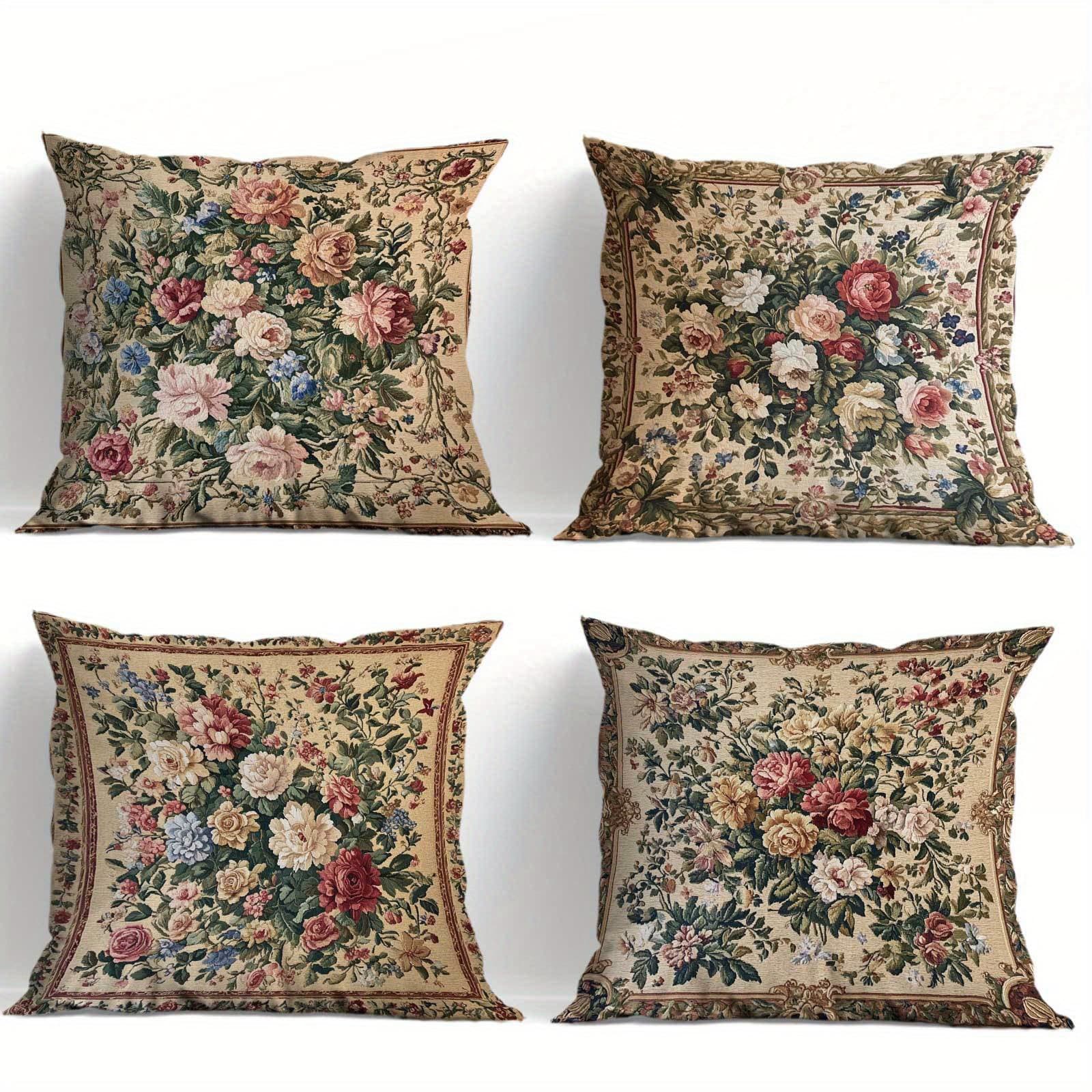 TEMU Set Of 4 Vintage Pillow Covers, Featuring Soft And Cases With A Zipper, Ideal For Decorating Your Living Room, Bedroom, Porch, Patio, Car, Or Office. Great As A Gift