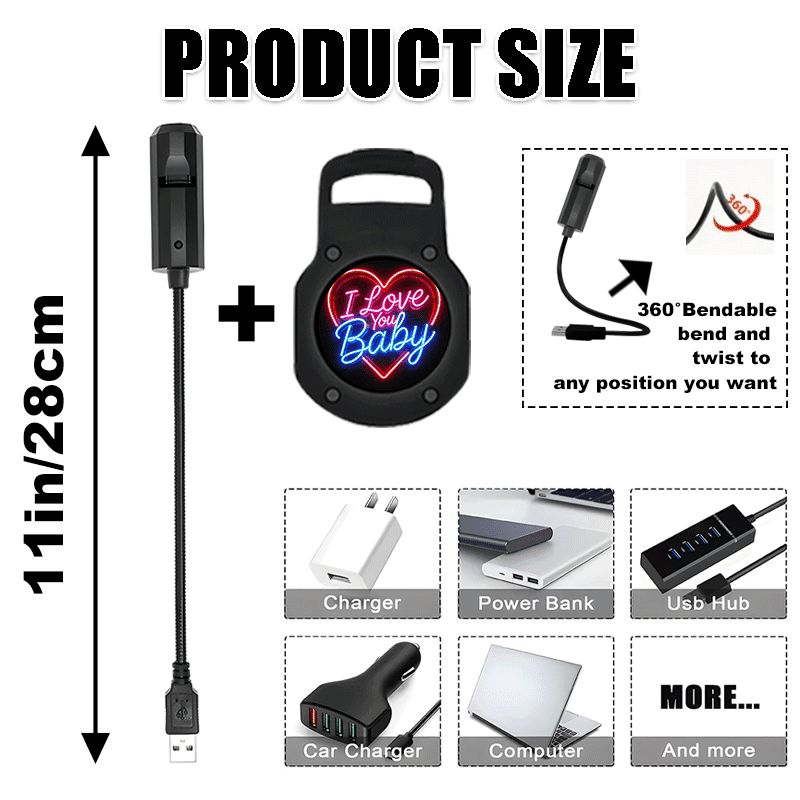 TEMU 1pc Portable Led Projector With Heart & "" Text - 360° Rotatable Ceiling/desk Suitable For, Valentine's Day Gift, Bedside - Plastic Light Projector For Baby,, Room