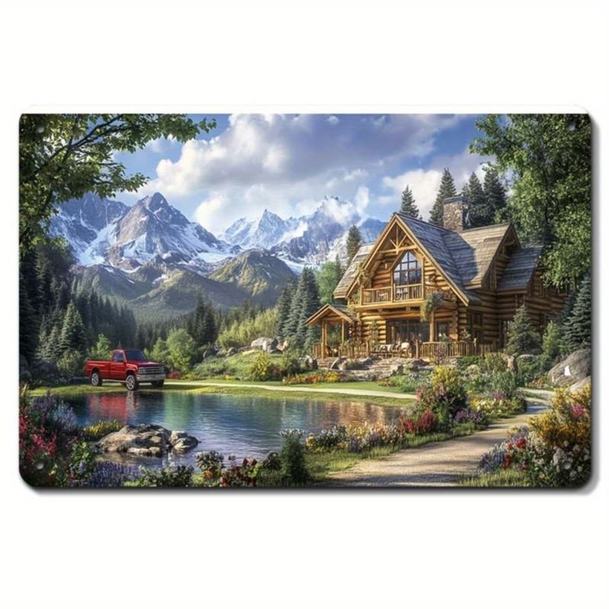 TEMU 2d Flat Tin Painting 8 X 12 Inches Scenic Puzzle - 1000pcs - And Landscape Enthusiasts Wall Art For Decor Gift For Floral Enthusiasts Room Decor And Gifts