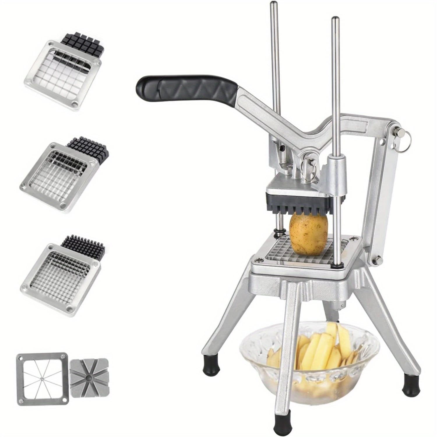 TEMU Commercial Vegetable Chopper French Fry Cutter With 4 , Potato Slicer Fruit Chopper Stainless Steel With 1/ 2", 3/ 8", 1/ 4" & 8-wedge And Pusher Blocks For Restaurant, Home & Kitchen