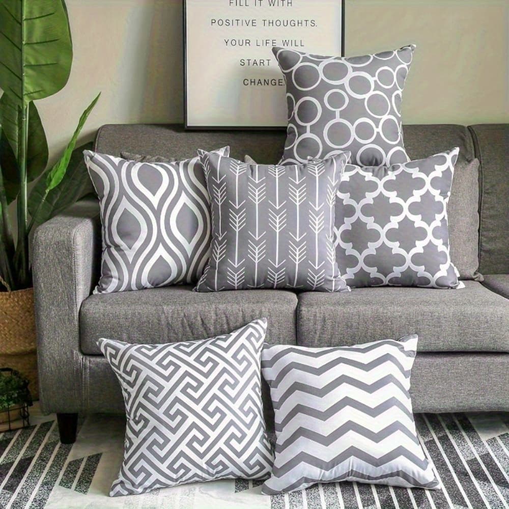 TEMU 2d Flat - Set Of 6 Modern Geometric Striped Wave Decorative Cushion Covers, Perfect For Holiday Decor, Balcony, Dormitory, Or Car. Ideal Gifts For And Father's Day (pillow Inserts Not Included)