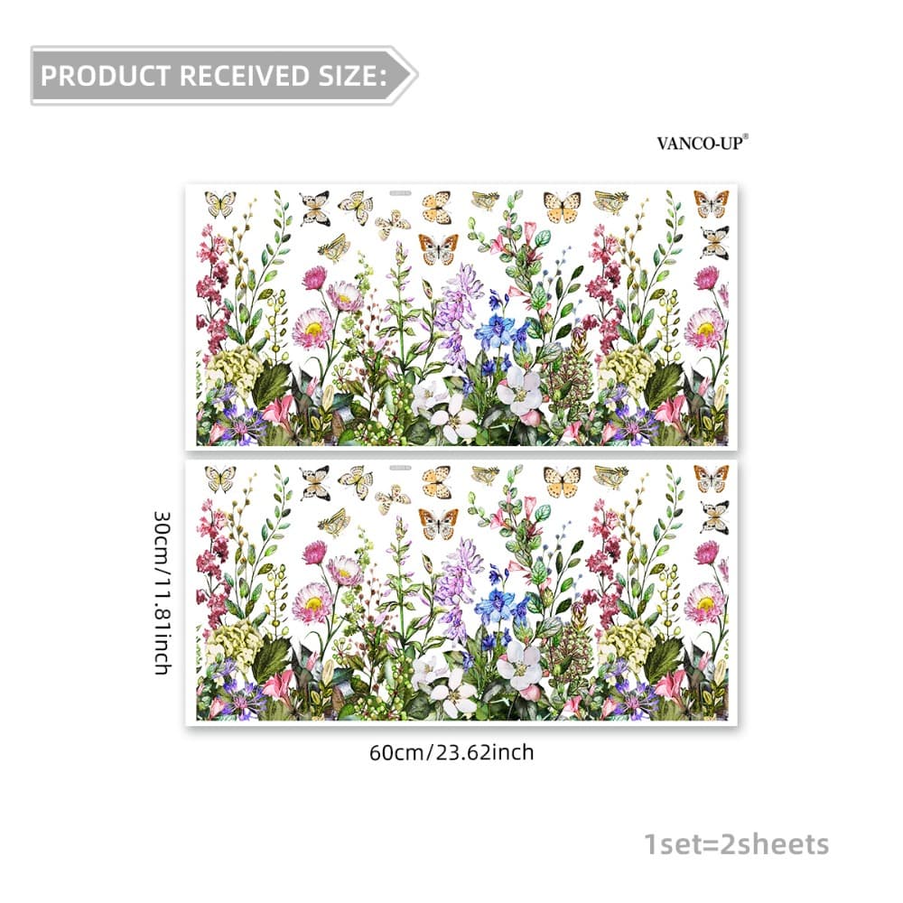 TEMU A Set Of 2 (30*60cm*2pcs) Spring Colorful Flower Window Stickers Electrostatic Adsorption Glass Window Decoration Dj3073-yj