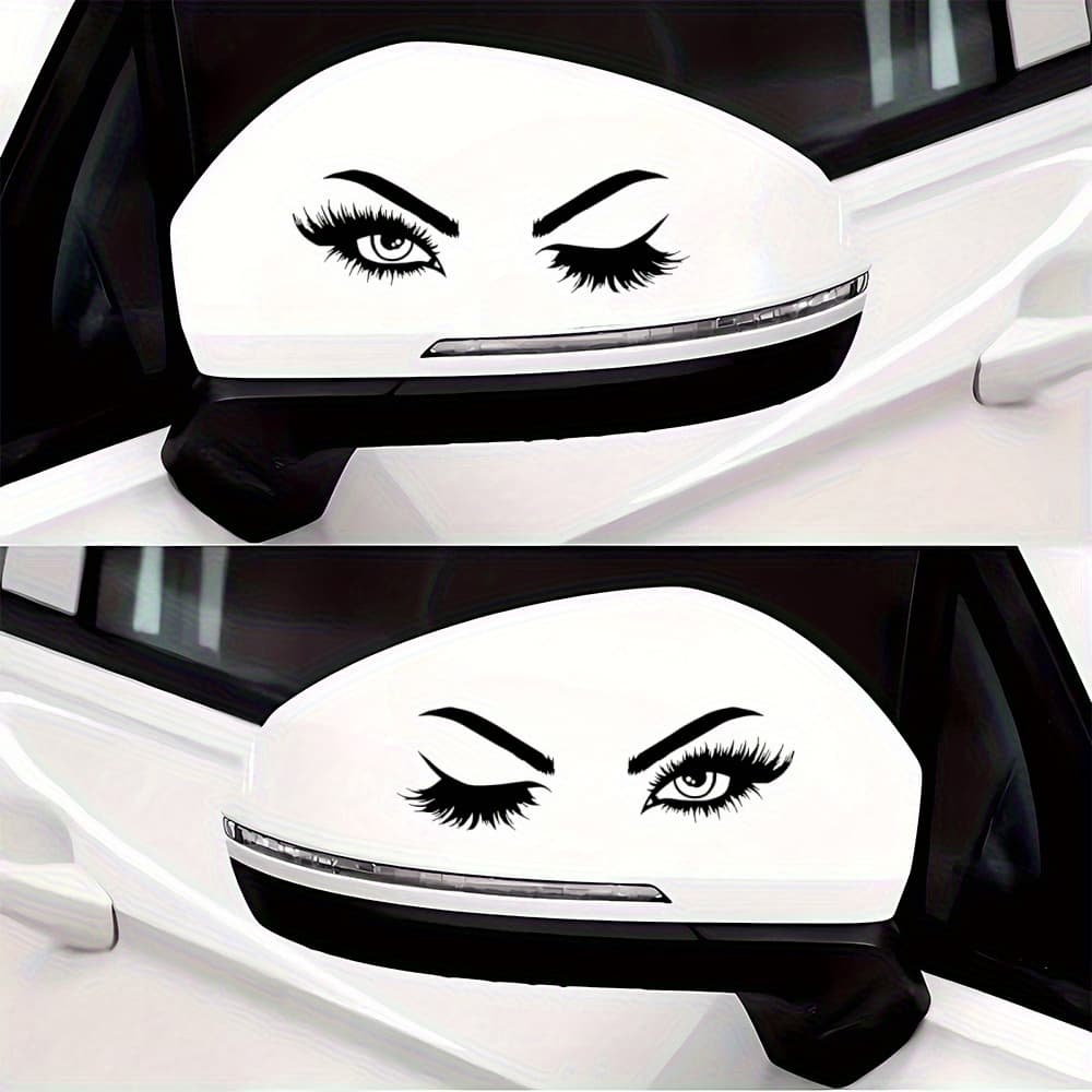 TEMU 1 Pack Removable Matte Vinyl Eyelash Stickers - Reusable False Eyelash Decals For Cars, Trucks,, Helmets, Windows, Boats, Laptops & Smooth - Easy (no Residue)