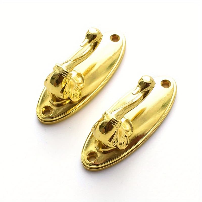 TEMU A Set Of 4 Golden Retro Metal Wall Hooks Shaped Like , Suitable For Curtains, Featuring A Traditional Design And