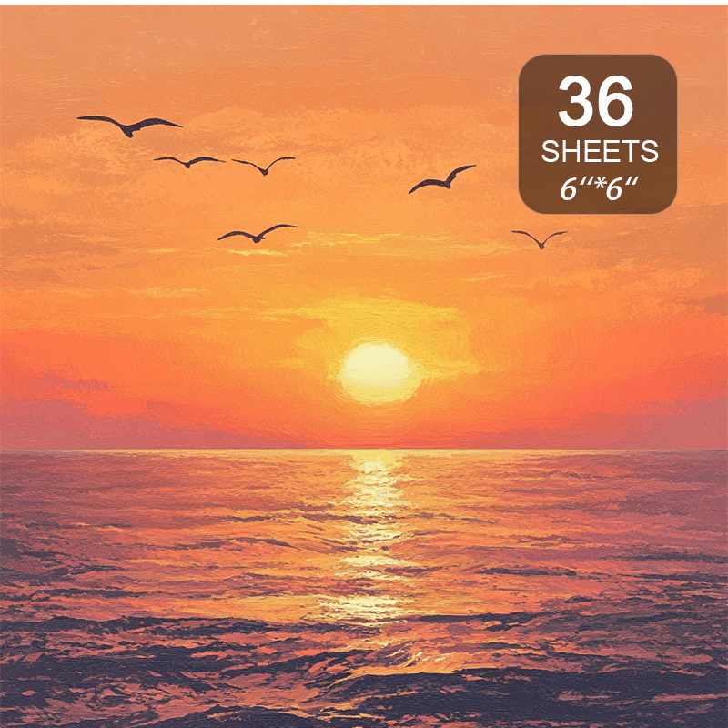 TEMU Paper Featuring A Warm And Sunset And Beach Theme, Perfect For Journals, Cards, Scrapbooking, And (6x6 Inches, 36 Sheets)