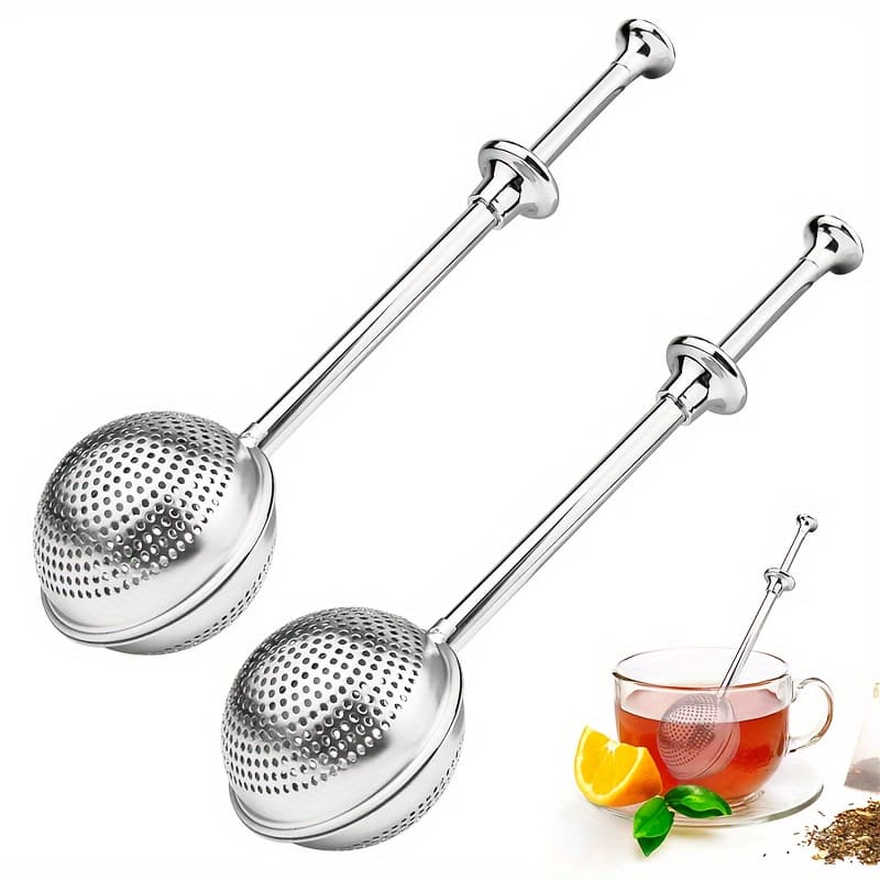 TEMU 2pcs Stainless Steel Tea Strainers, Press-on Tea Infuser With Teapot Clip, Tealight Filter Ball For Water Separation
