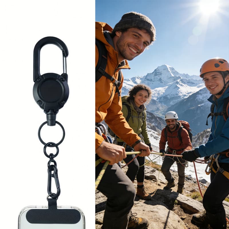 TEMU 1pc Retractable Phone Lanyard, Heavy-duty Multi-functional Id Phone Strap With Wristband, Attaches To Your Phone, Suitable For Outdoor Activities, Effectively Prevents Phone Loss Or Drops