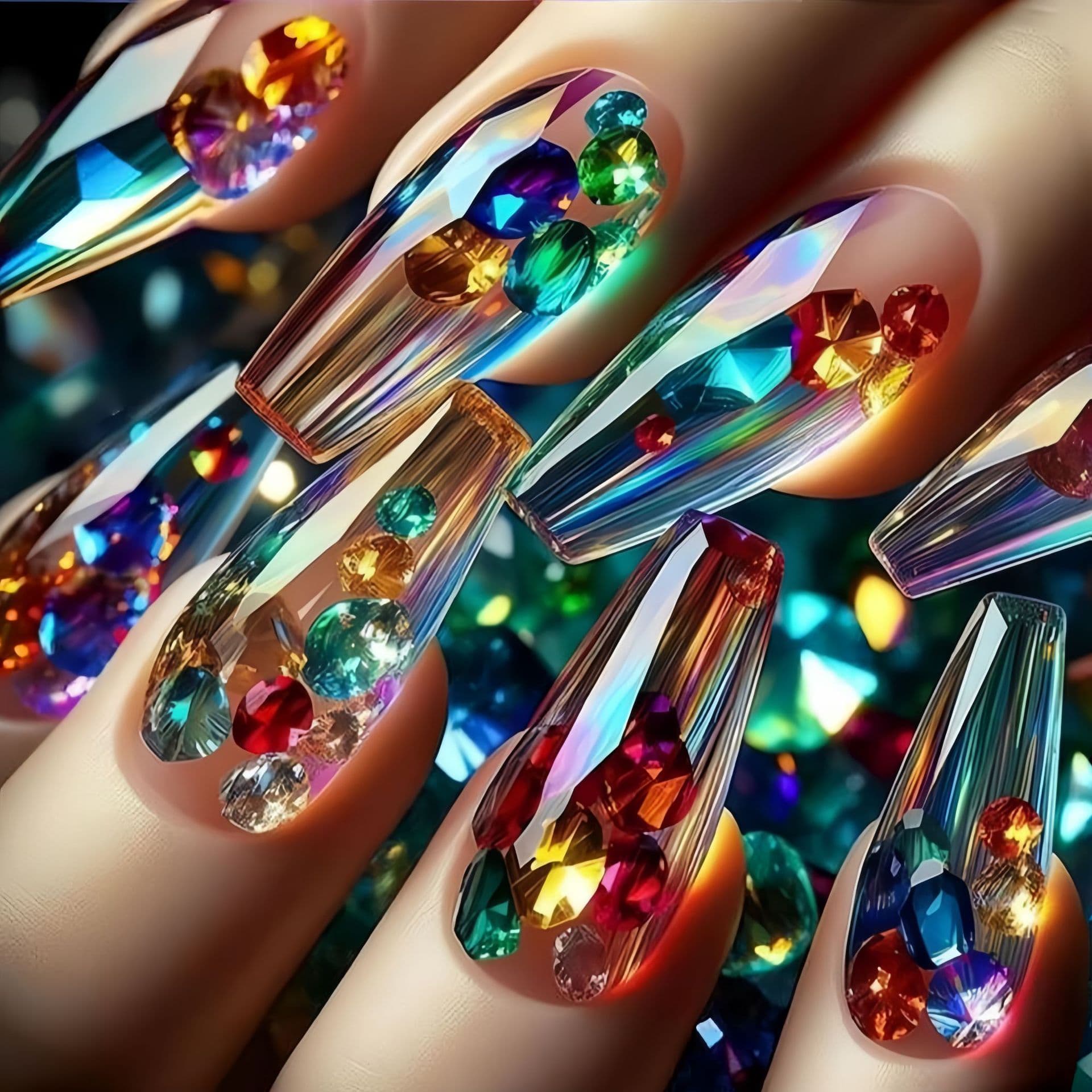 TEMU 48pcs Of European And American Shiny Fashionable Mid To Long European Square Nail Patches With Sparkling Full Set Of Acrylic Winter Women's Artificial Nails, Suitable For Women