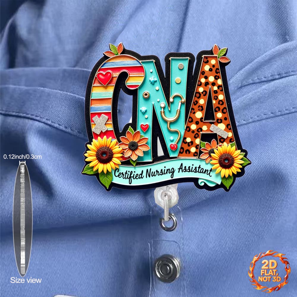 TEMU A 2d Plane, Cna-themed Acrylic Id Badge Holder - Featuring A Cute Design, With A Retractable Badge Reel, Suitable For Hospitals, Offices, Halloween, And Christmas Events
