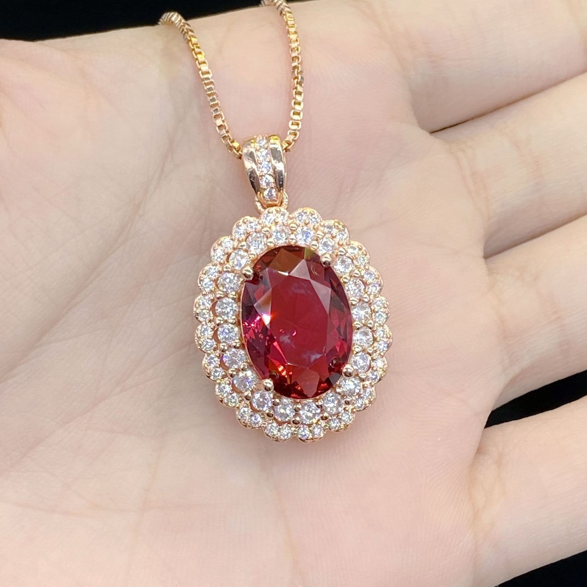 TEMU Red Moissanite Pendant Necklace, 925 Sterling Silvery, 13*10cm Moissanite, Trendy , , Unique Gift For Birthday, Anniversary, Valentine's, Jewelry, Jewelry Gifts For Women