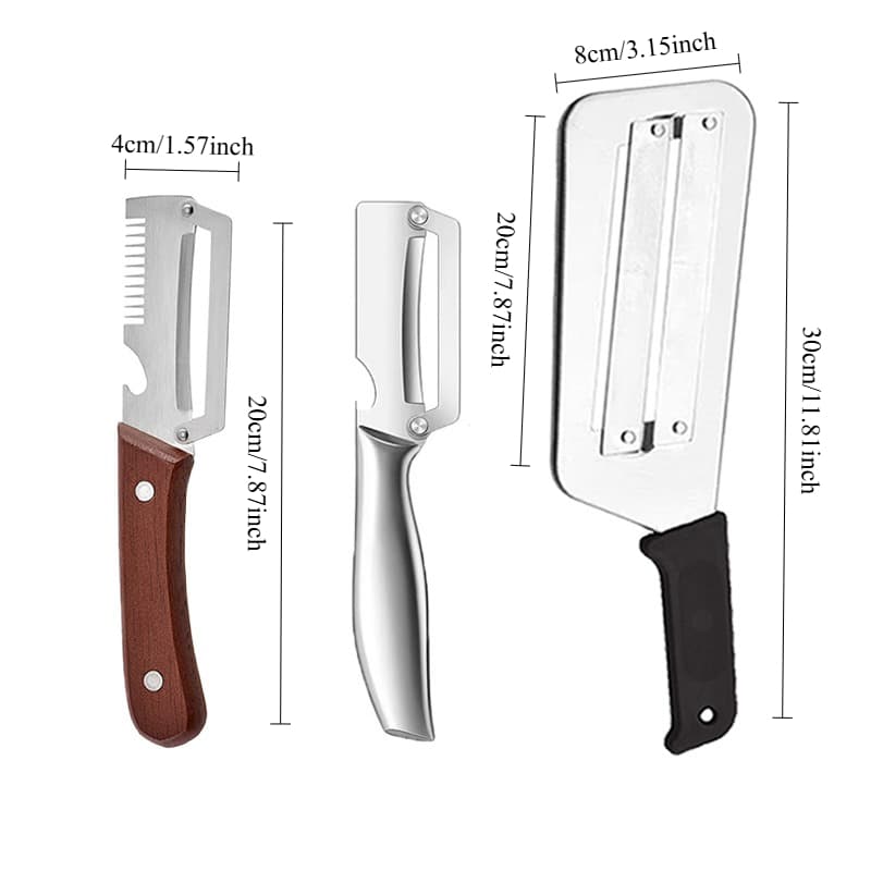 TEMU 3pcs Stainless Steel Paring Knife, Solid Wood Handle, Sugarcane Cutting Fruit And Vegetable Multi-functional Peeler