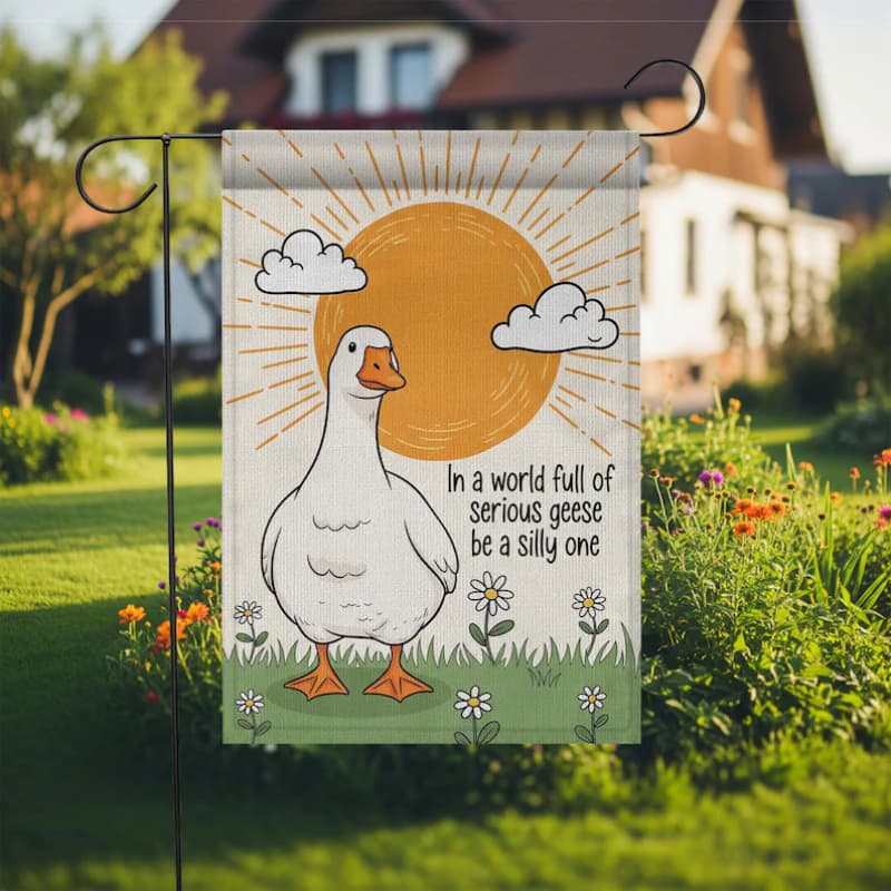 TEMU 2d Flat, 1pc Pack, 2d Flat, Fun Goose-shaped Garden Flag: "be A Fool" – Whimsical Yard Decor For Lawn And Patio. Note: Single-sided Print, 100% Polyester Material, 2d Flat