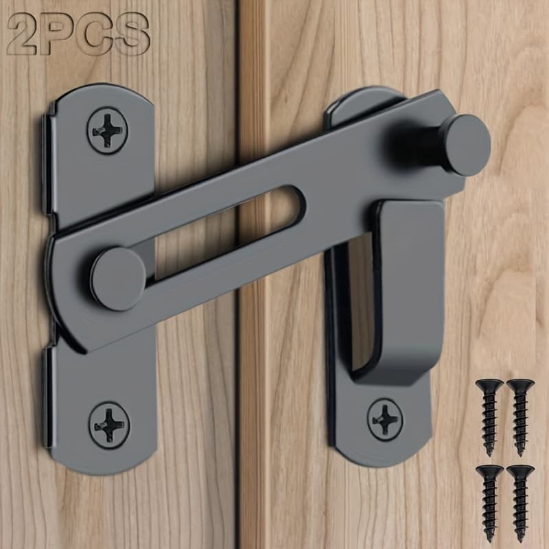 TEMU 2pcs Set (including Door Latch And Bolt) Stainless Steel Barn Door Lock (-180 ° Flip Sliding Door Lock, Suitable For Garage, Bathroom, Pet Doors And Windows, Lock)