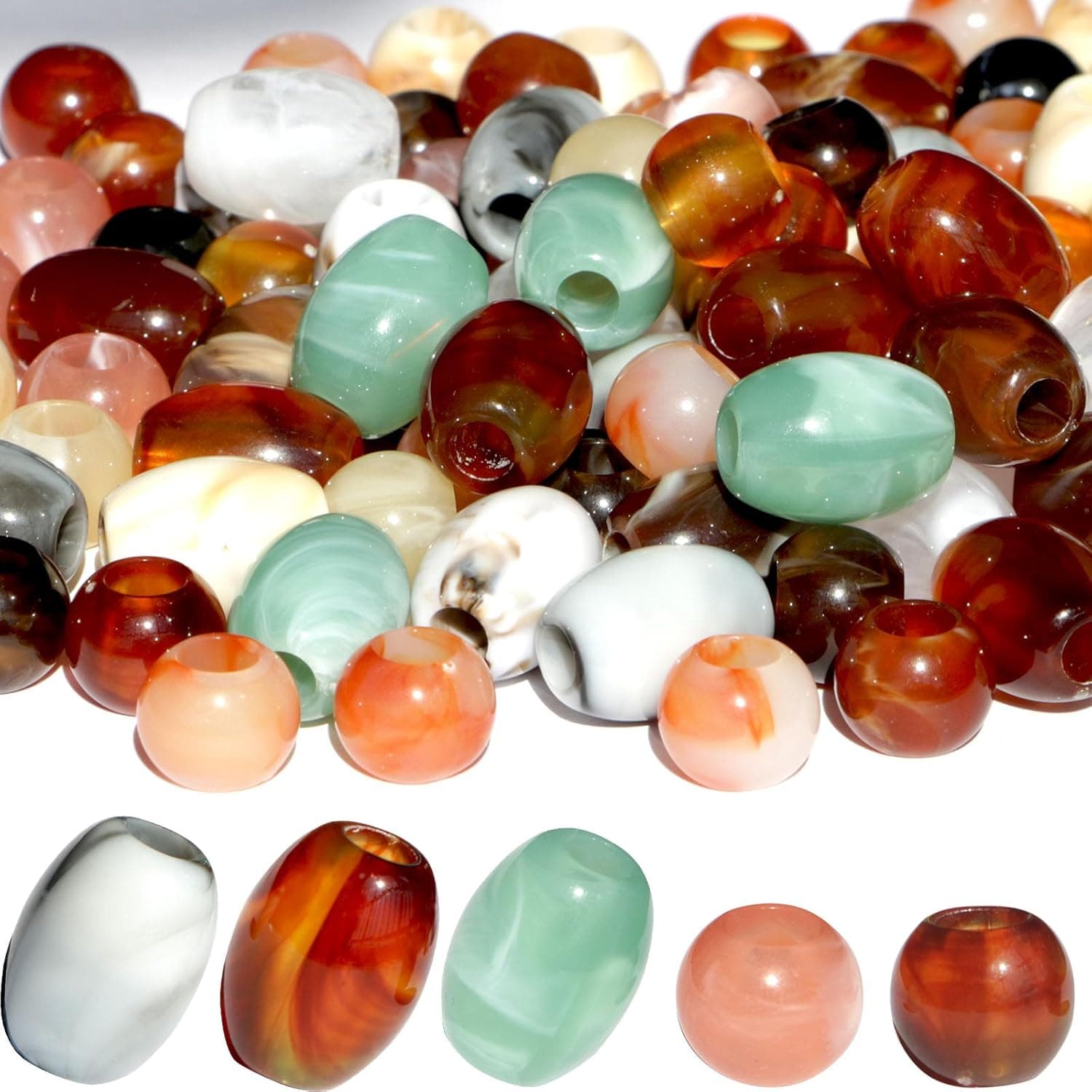 TEMU 100pcs Acrylic Beads 17mm X 13mm And Round Beads 12mm Macrame Crafts Large Hole