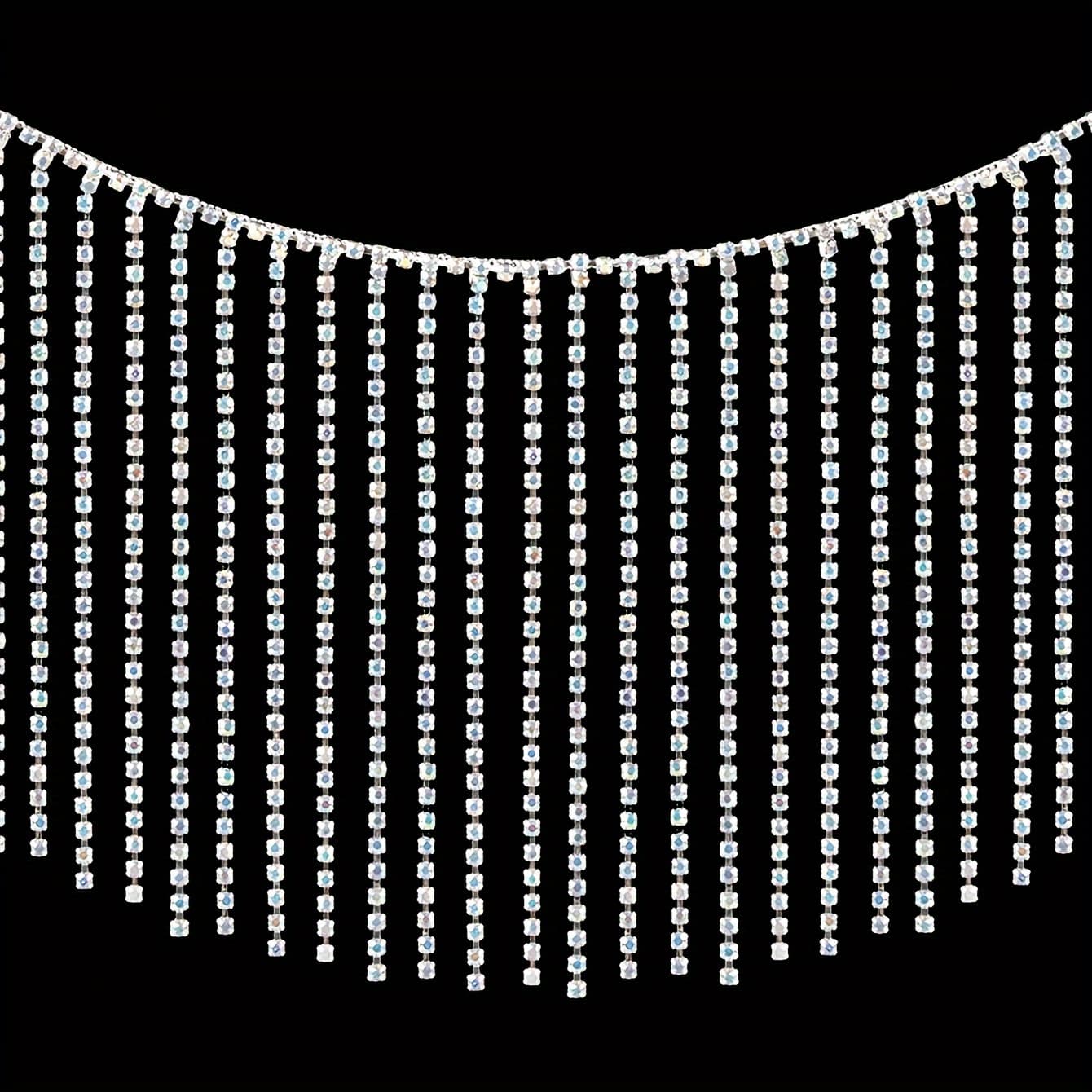 TEMU 1 Yard Tassel Trim Waist Belt Bead Tassel Trim Chain Decorative Ribbon Silvery Tassel Chain Jeans Clothing Additions Decoration
