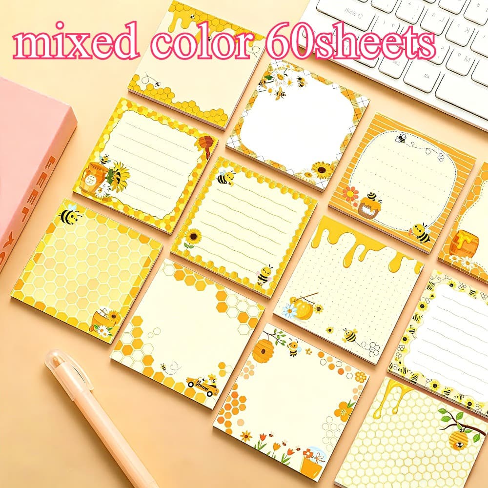 TEMU Mixed 60 Sheets Cartoon Sticky Notes, Fresh Style, Suitable For Students' Office Memo Messages, Used As Small Gifts