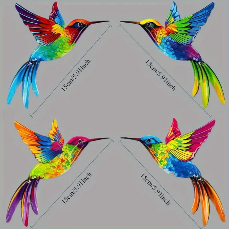 TEMU 2d Flat, [2d Flat] 2d Flat 4pcs Hummingbird Wall Decor - Outdoor Acrylic Art Wall Art Set, 2d Flat