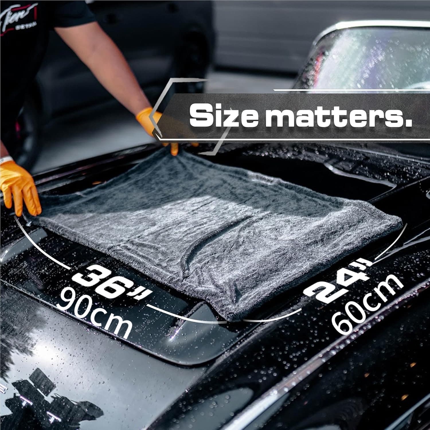 TEMU 24"x36" Twisted-loop Car Drying Towel, 1300gsm, , Lint Free, Reusable - Car Accessories, Microfiber Cleaning Cloth For Car, Truck, Suv - Is Need