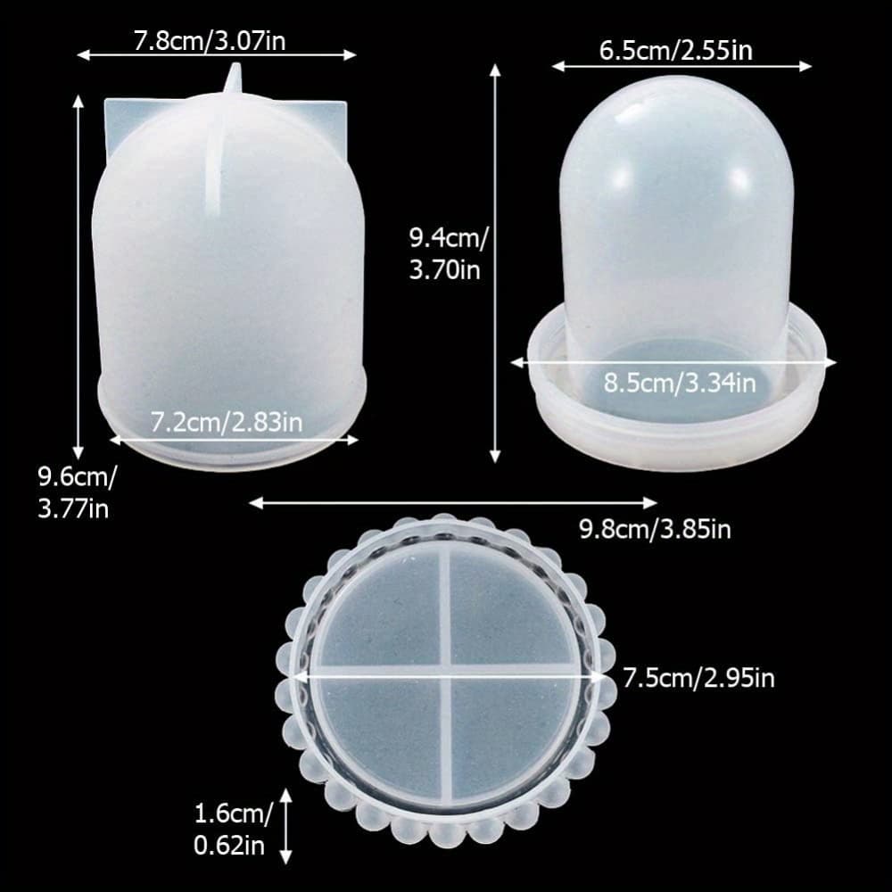TEMU Cloche Bell Jar Resin Mold With Base Dice Cup Silicone Mould Set Creative Jewelry Collectibles Showcase Holder Display Jar Resin Crafts For Epoxy Casting Home Decor Party Supplies