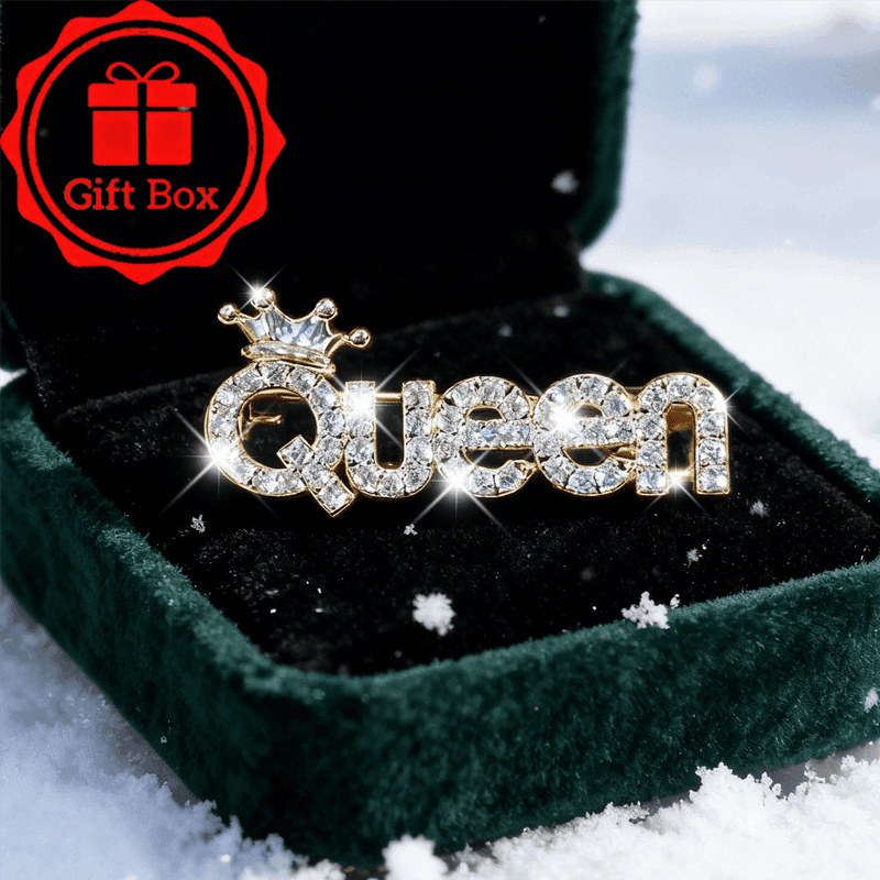 TEMU 1pc 18k Gold-plated Letter Crown Brooch With Gift Box, Suitable For Wearing On Christmas And Valentine's Day, Perfect For Gifting Throughout The Year