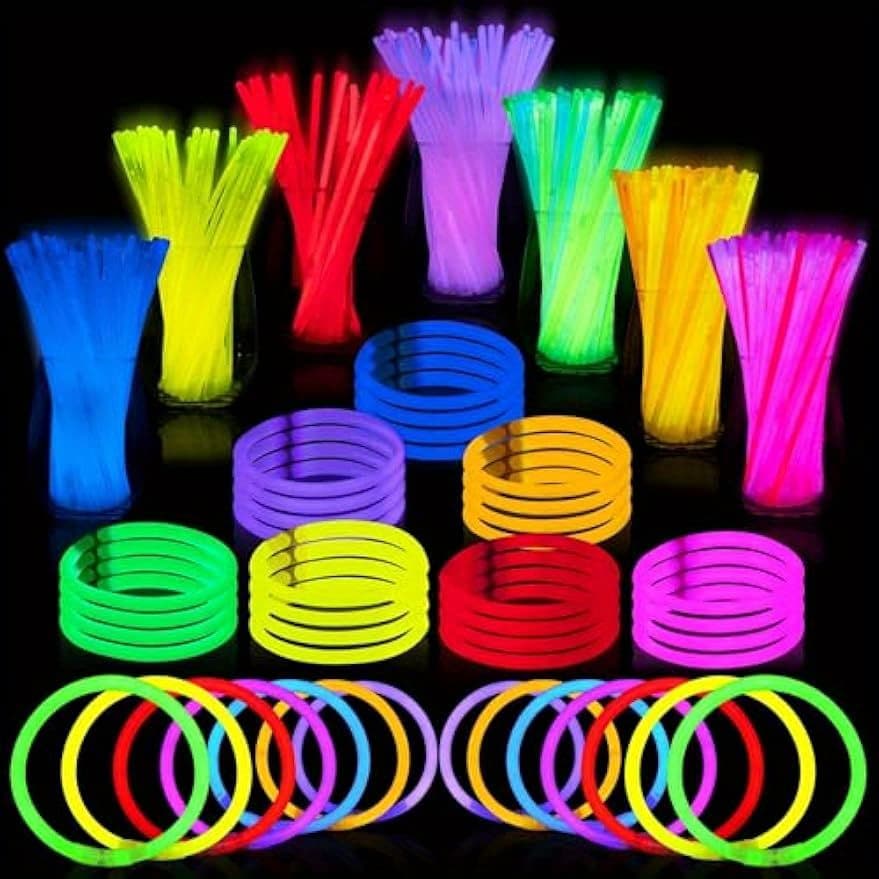 TEMU Syncfun 200pcs Glow Sticks Bulk 8" Glowsticks, Glow Stick Bracelets Necklaces, Glow In The Dark Party Favors, Easter, Christmas, Halloween Party Supplies Pack,