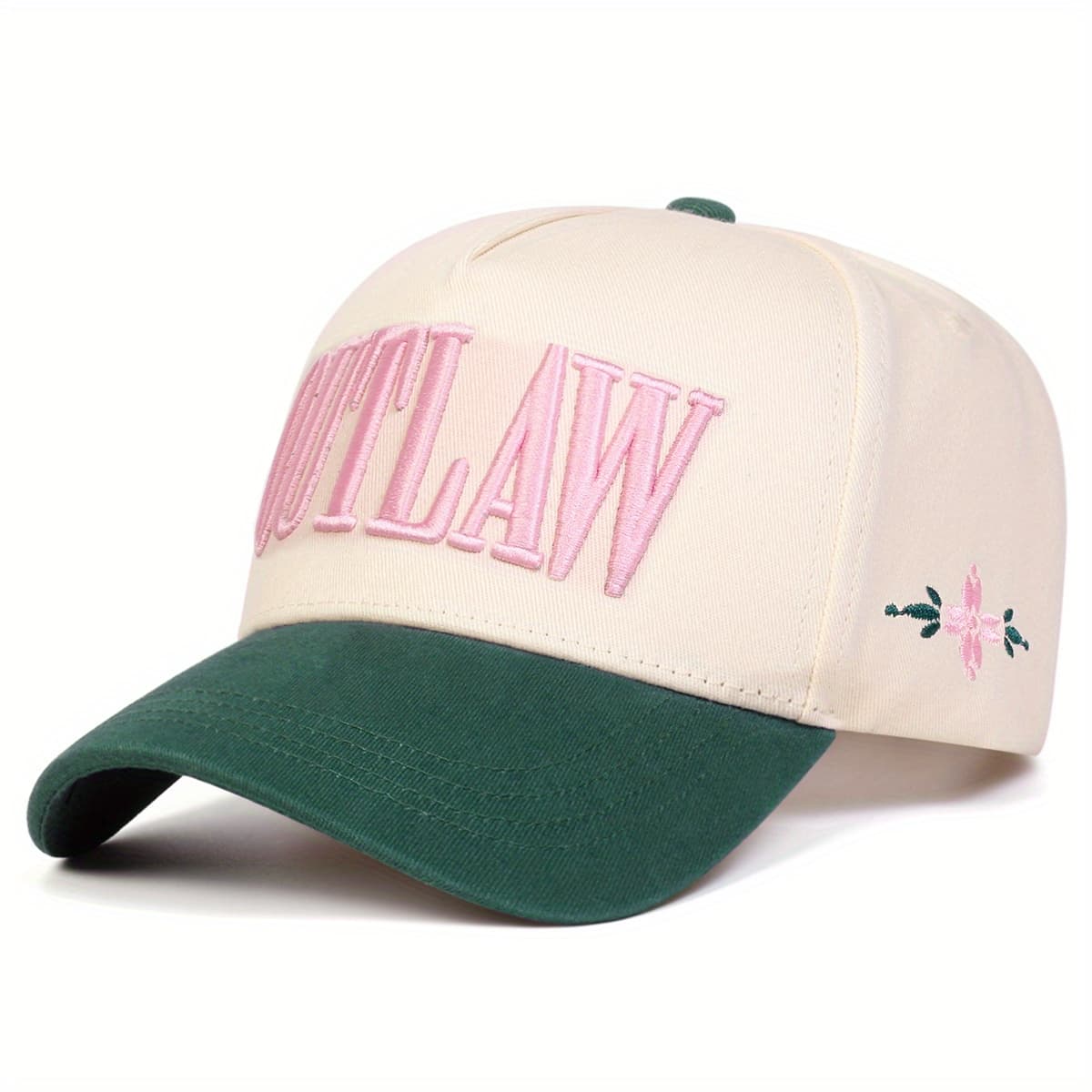 TEMU Women's Outlaw Embroidered Baseball Fashion Five-panel Hat Outdoor Adjustable Casual Hat Suitable For Spring Summer Travel Beach Vacation