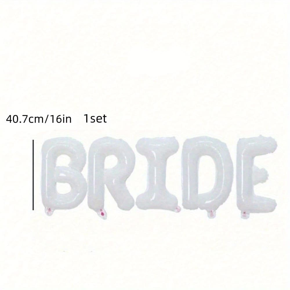 TEMU Set Of 5 Bride Letters, 16 Inches Each, Perfect For Wedding Celebrations, Bridal Showers, And Bachelorette Parties. Foil Balloons Used For Indoor And Outdoor Decor And Do Not Need Electricity