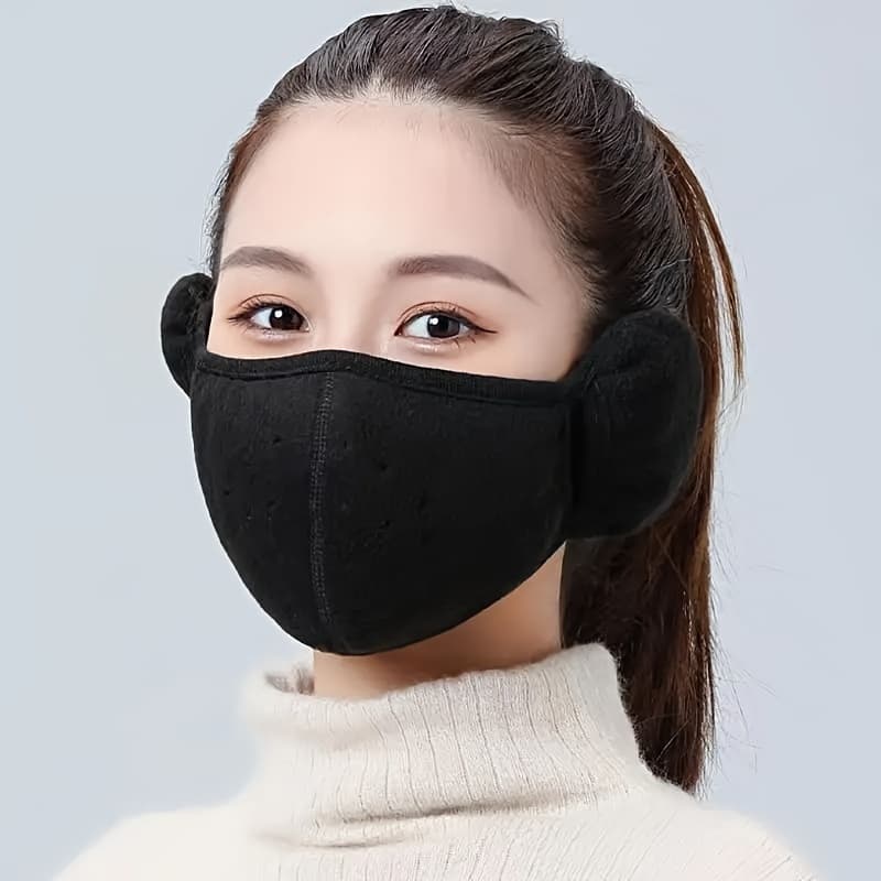 TEMU Winter Windproof, Coldproof, Warm Mask, , Breathable Men And Women Earmuffs, Thickened Outdoor Riding Mask