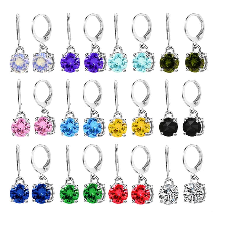 TEMU 12 Pairs Elegant Multicolor Synthetic Cubic Zirconia Hoop Earrings Set, Clasp Earrings, Perfect For Weddings & Parties, Gift For Christmas New Year Valentine's Day