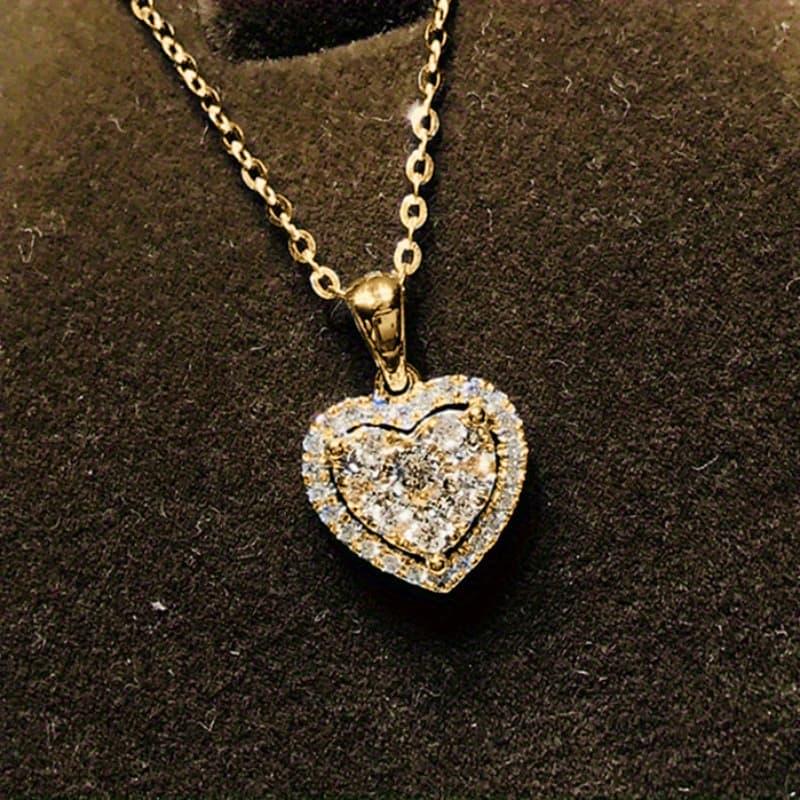 TEMU Zirconia Heart Stainless Steel Necklace Women Trendy Minimalist Clavicle Chain Elegant Layering Jewelry For Daily Wear Additions