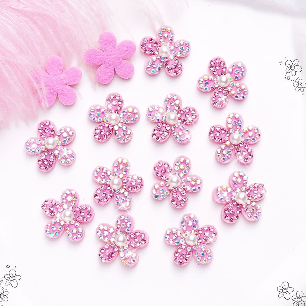 TEMU 10pcs 5-petal Flower Stud Bead Cloth Patches